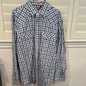 Red Ranch Western Men's Blue Plaid Shirt